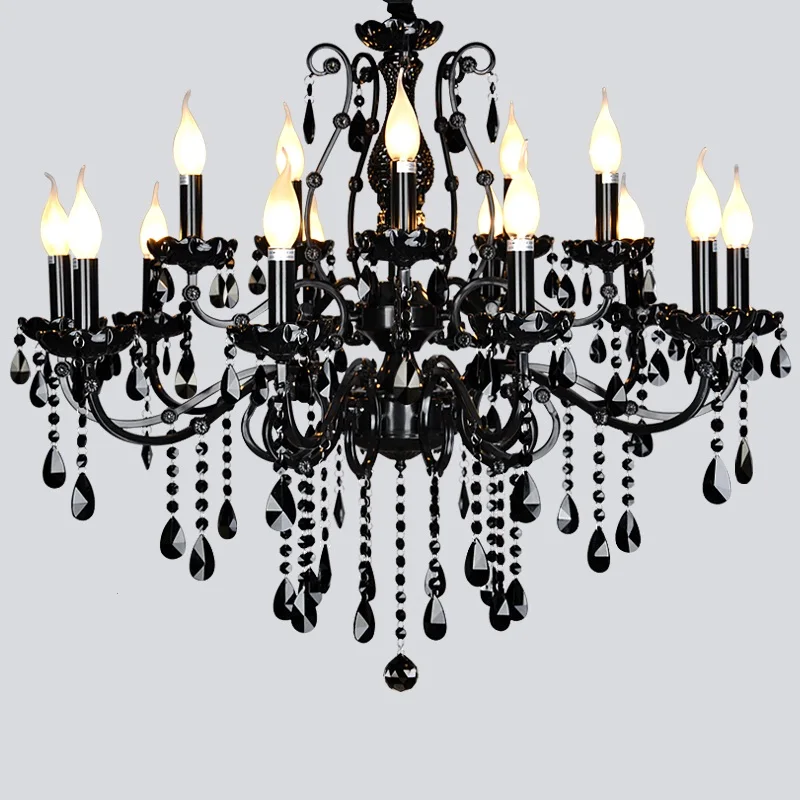 

Luxury Black Crystal LED K9 Crystal Chandelier E14 LED Bulb Lustres De Cristal K9 Crystal Chandelier For Villa Shop Hotel Lamp