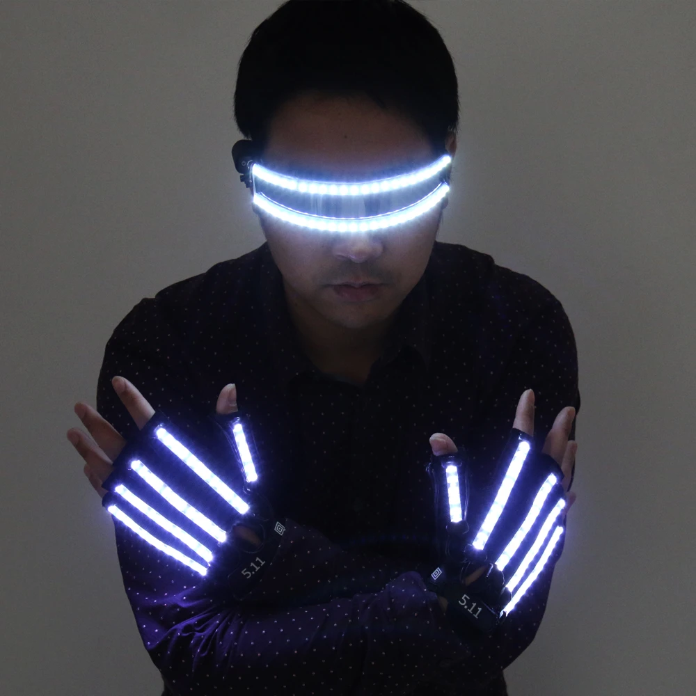 Bright LED Stage Costumes LED Gloves Luminous Glasses Laser Stage Props