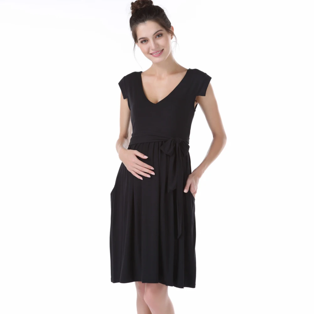 V Neck Formal Evening Gown For Pregnant Women Elegant Sashes Maternity