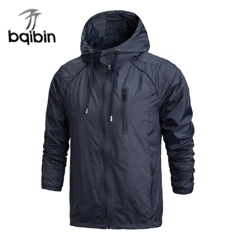 

2019 Spring New Men Brand Clothing Sportswear Men Fashion Thin Windbreaker Jacket Zipper Coats Outwear Hooded Men Jacket 4XL