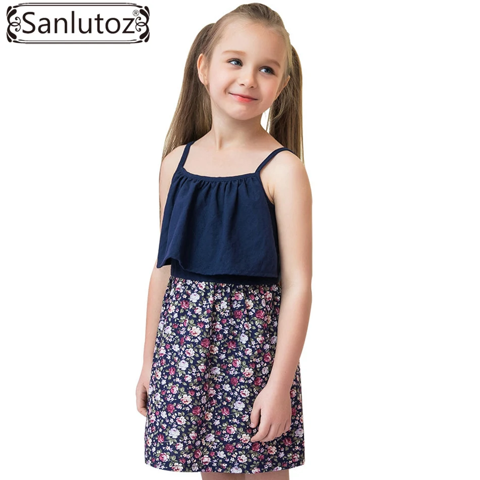 

Sanlutoz Girl Summer Dress Flower Children Clothing Cotton Toddler 2017 Brand Cute Party Birthday Princess