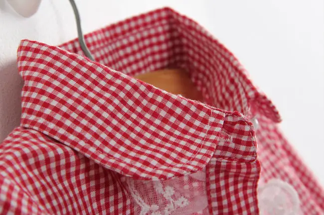 Girls Fashion Plaid Blouses Long Sleeves Shirts For Girls Children Cotton Shirts Kids Lace Bowknot