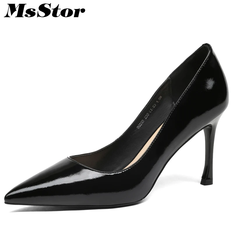 

MsStor Pointed Toe Thin Heels Women Pumps Fashion Mature Shallow High Heels Women Shoes Zapatos Mujer Women Stiletto heel Shoes