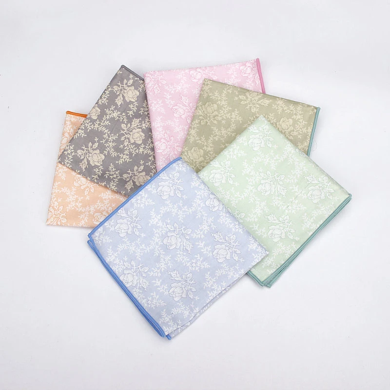 8 Pcs/Set Printed Thin Floral Cotton 25*25cm Handkerchief Towel Pocket Square Party Wedding
