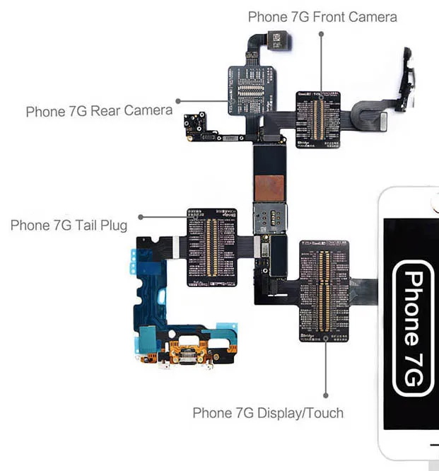 QianLi iBridge FPC Тестовый Кабель для iphone X 6 6S 7 7P 8 8p материнская плата проверка неисправностей сенсорная Передняя Задняя камера отпечаток пальца