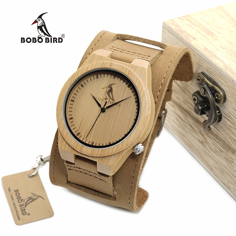 BOBO BIRD WL21 Luxury Brand Design Bamboo Wood Watches Chicago Soft Genuine Dismountable Leather Bands Straps