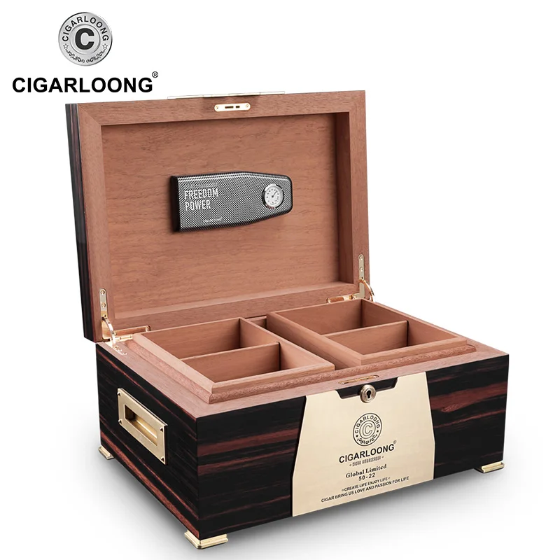 Humidor кедровый деревянный двойной большой емкости сигарный увлажняющий ящик/шкаф CA-4006