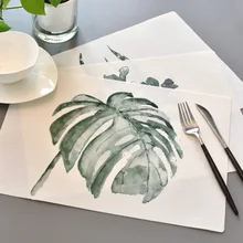 Soft PVC Mat Plant Printing Dinner Table Placemat Waterproof Non-Slip Heat Resistant Placemats For Table Bowl Pad 1pc Soft PVC Mat Plant Printing Dinner Table Placemat Waterproof Non-Slip Heat Resistant Placemats For Table Bowl Pad 1pc