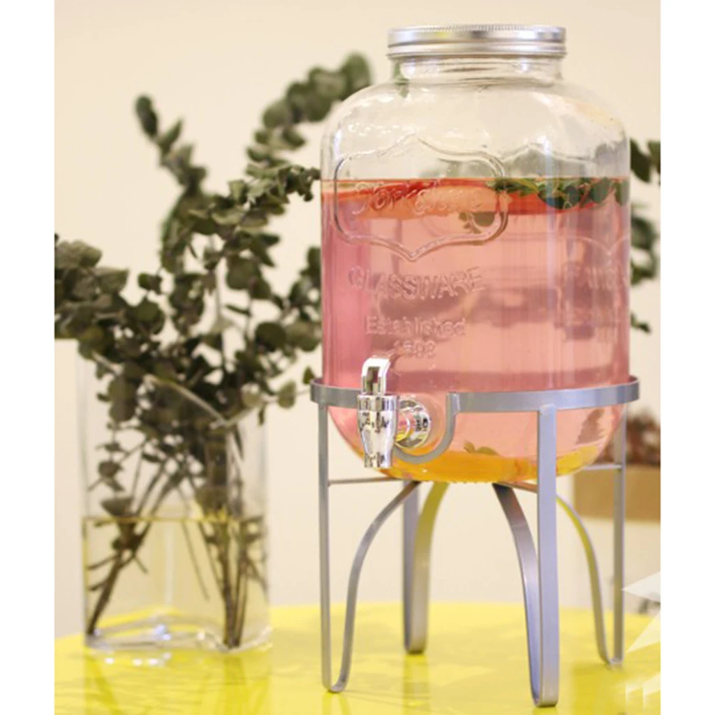  Vintage Metal Storage Organizer Round Stand Jars Drinks Beverage Options Dispenser for Party Bar Pu