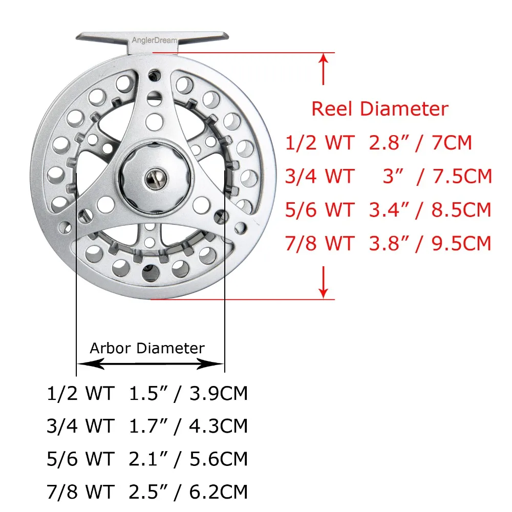 1/2/3/4/5/6/7/8 WT Fly Reel Combo Silver Large Arbor Aluminum Fly Fishing Reel with WF Fly Line Backing Line 9FT Tapered Leader