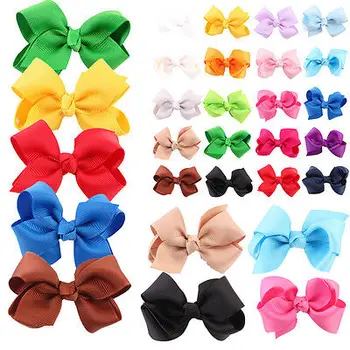 

20 Pcs Baby Girls Hair Bows Boutique Hair Grosgrain Ribbon Alligator Hair Clips Colorful Girls Hairpins Random Colors