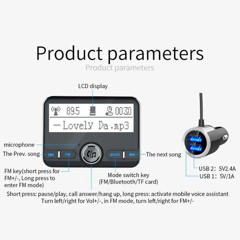 Цифровой радиоприемник Bluetooth 4,2 передатчик адаптер FM DAV/DAB Беспроводной автомобиля FM тюнер MP3 плеер Автомобильный комплект Hands-free