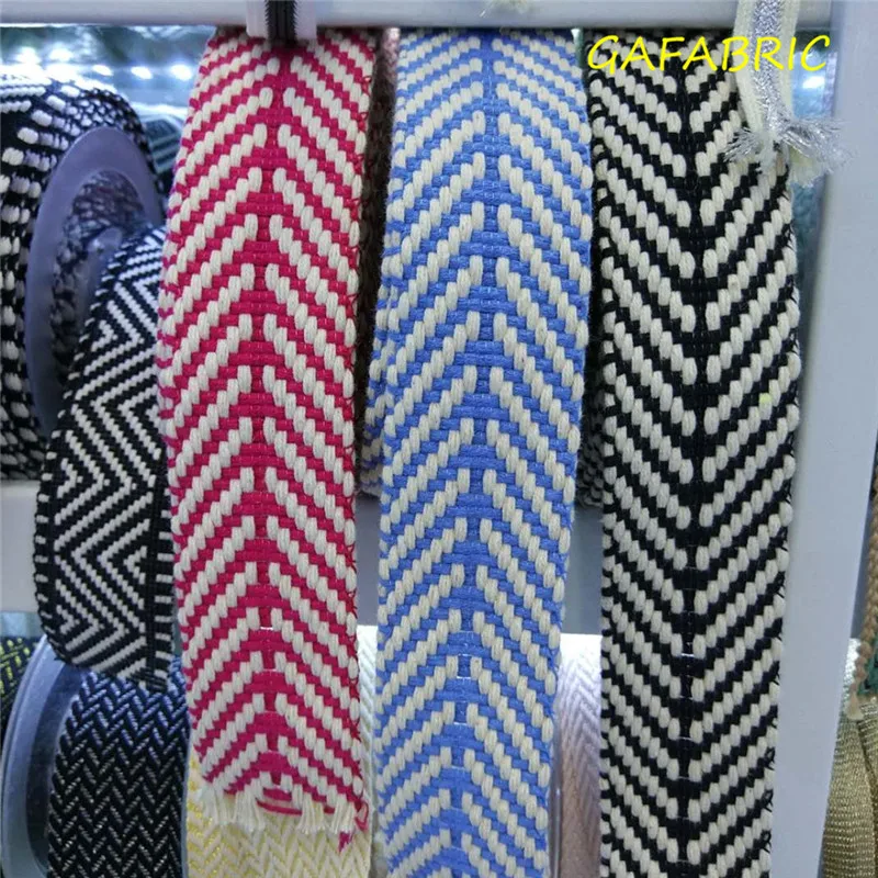 

1 Yard Two-color Cotton Braid Webbing 4 cm Width Woven Cotton Webbing Twill Ribbons GAFABRIC Brand Webbing 2.5mm thick