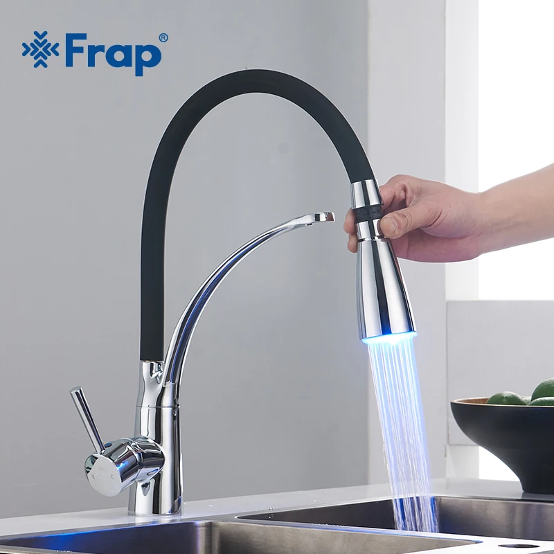 Смеситель кухонный Frap Y40051 светодиодный кран с резиновой конструкцией одна ручка