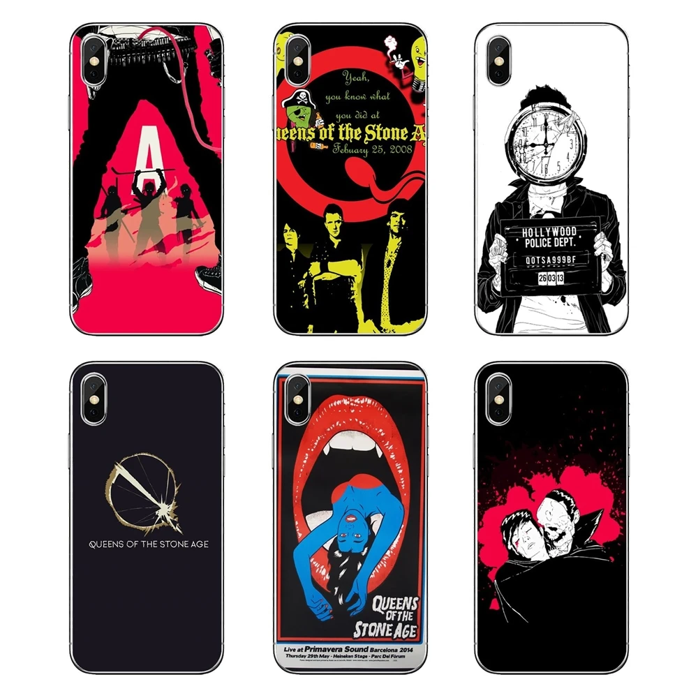 

For iPod Touch iPhone 4 4S 5 5S 5C SE 6 6S 7 8 X XR XS Plus MAX Queens Of The Stone Age Wallpaper Transparent Soft Cases Covers