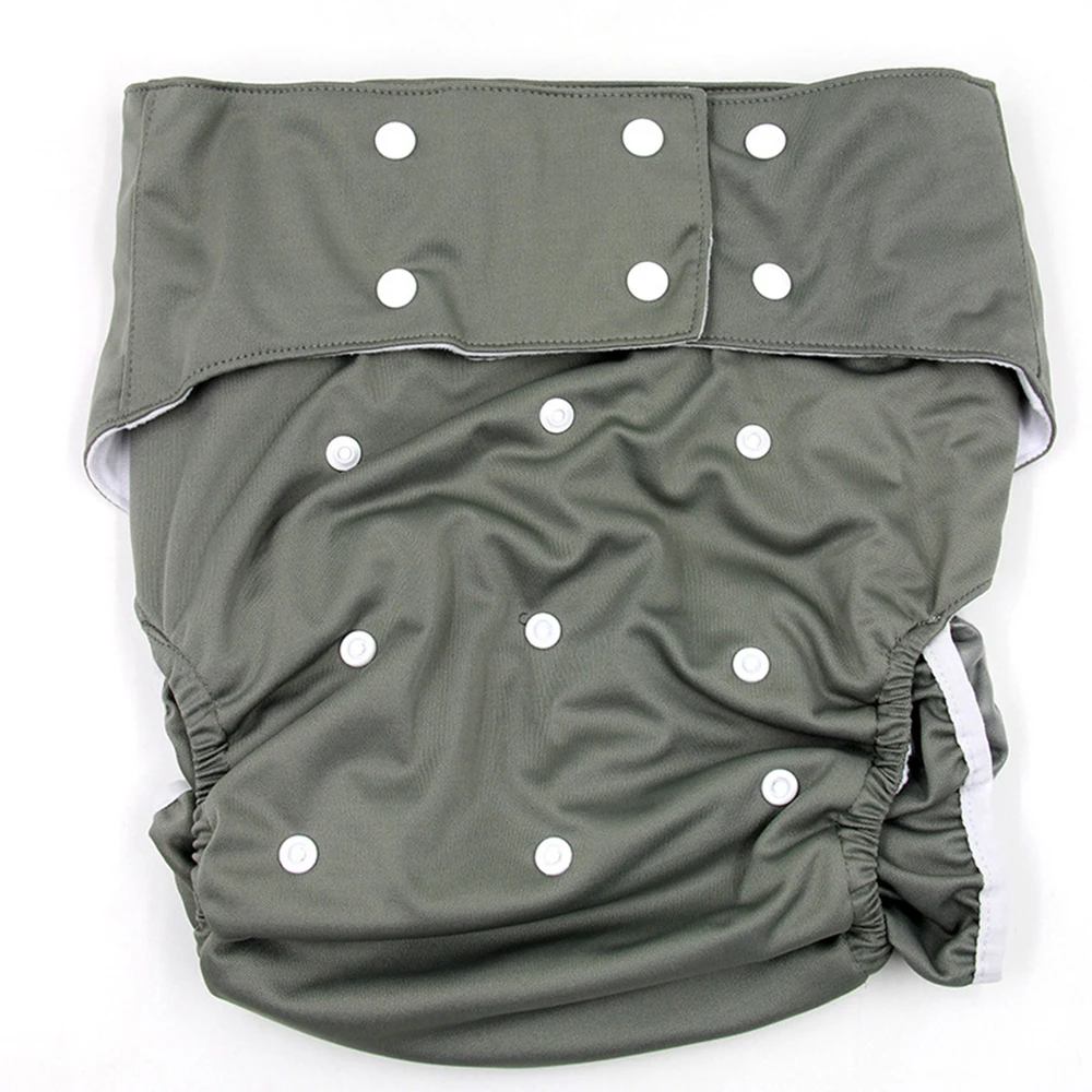Cloth Diaper Incontinence Pants Washable Adjustable Sizes Adults Nappy All in One Waterproof with Microfiber Inserts Hot Gray