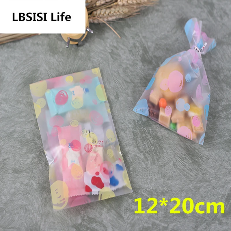 

100pcs 12*20cm Translucent Colorful Dots Plastic Bags cookie packaging cupcake wrapper Flat DIY gift bags birthday decoration