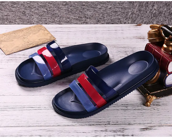 Hot Selling Men Slides Summer Beach Cool Men Outdoor Indoor Dual Purpose Flat Slipper Bathroom Antiskid Slippers (2)