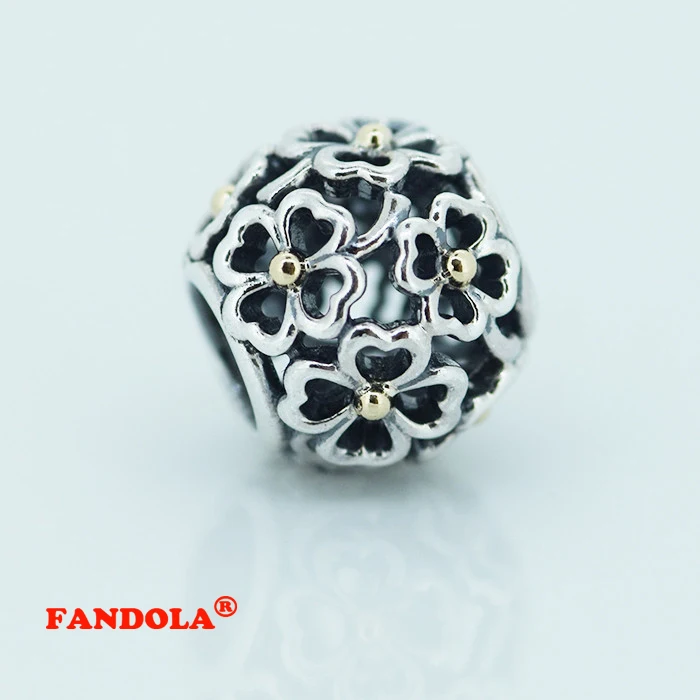 Fit Pandora шармы браслеты вечерние Цветочные бусины Аутентичные стерлингового серебра 925 ювелирные изделия