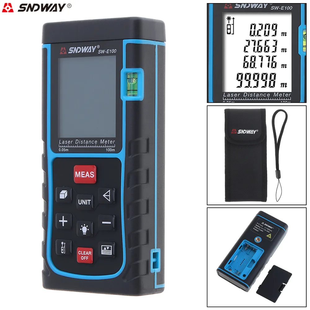 

100M Support Single Distance and Continuous Measuring Laser Distance Meter with Level Instrument and Target Reflection Plate