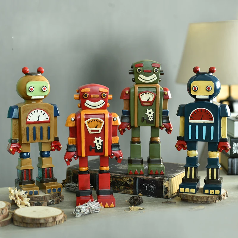 

European style Retro Robot Model Handicraft Cartoon Machine Decoration Desktop furnishing articles Children's Toys Gifts