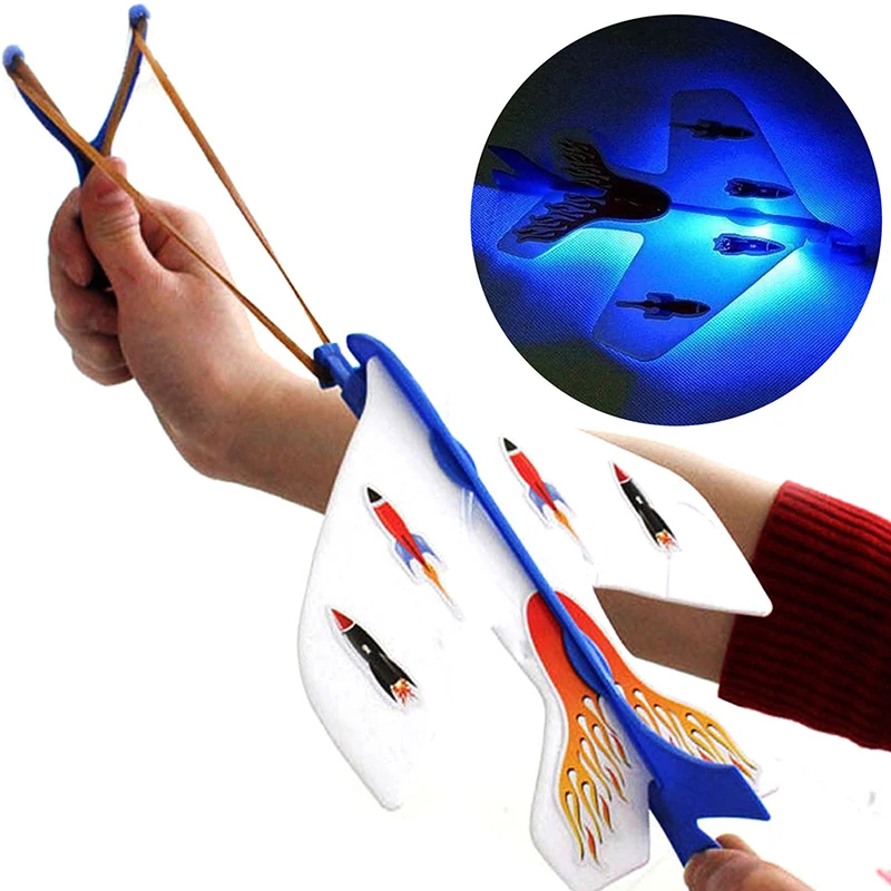 

1 Pcs Kawaii LED Light Elastic Airplane DIY Model Arrow Rocket Flying Toy Party Gift Toys For Children Kids Outdoor Toys Gift