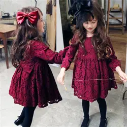 Новая детская одежда хан издание весны Хан Guotong кружевном платье юбка лицо девушки хлопок платье