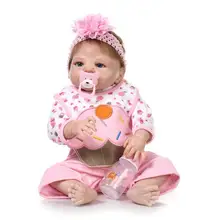 Lifelike Reborn Doll Full Body Silicone Baby Girl Blue eyes Anatomically Correct,23-Inch,Could take Bath