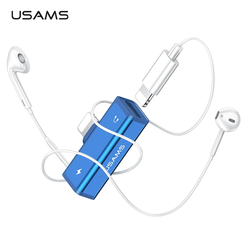 USAMS Dual Lighting зарядка и аудио адаптер для iPhone X XR XS 4 в 1 Зарядка прослушивание