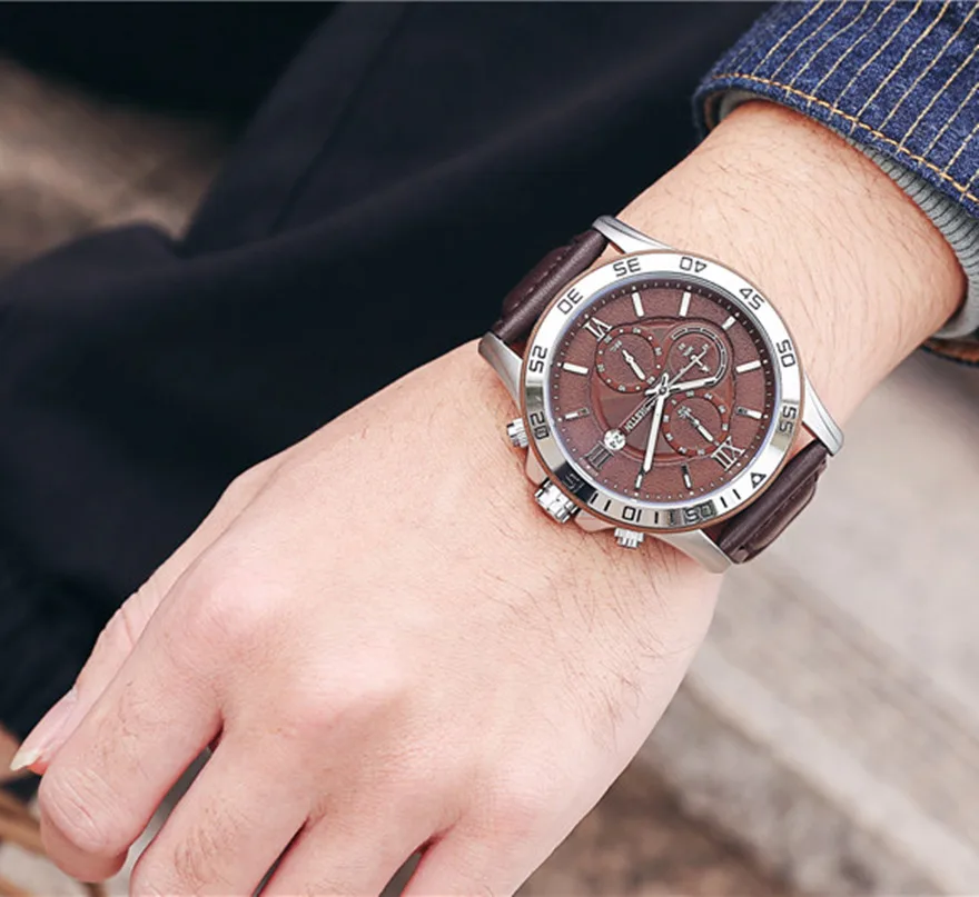 Top Brand Luxury Fashion Chronograph Sports Men Watches Army Military Male Clock Business Leather Wrist Watch Relogio Masculino