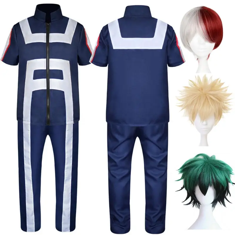 

My Hero Academia Asui Tsuyu Boku no Hero Midoriya Bakugou Katsuki Iida Tenya Todoroki Shouto Sportswear Cosplay Costume with wig