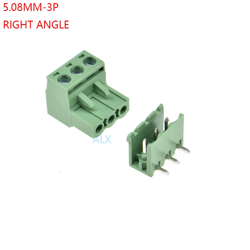 

10SETS 2EDG 3pin 5.08MM pitch RIGHT ANGLE pluggable screw terminal block 5.08 3 pin PLUG TYPE pcb connector PLUG + SOCKET 300v