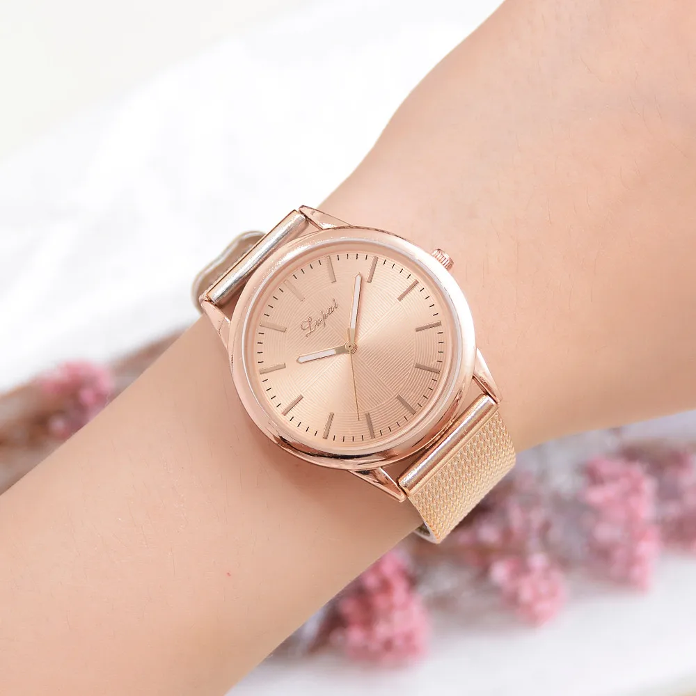LVPAI часы для женщин Роскошные серебряные Популярные розовые с циферблатом цветы металлический женский браслет кварцевые часы женские наручные часы Новинка 533