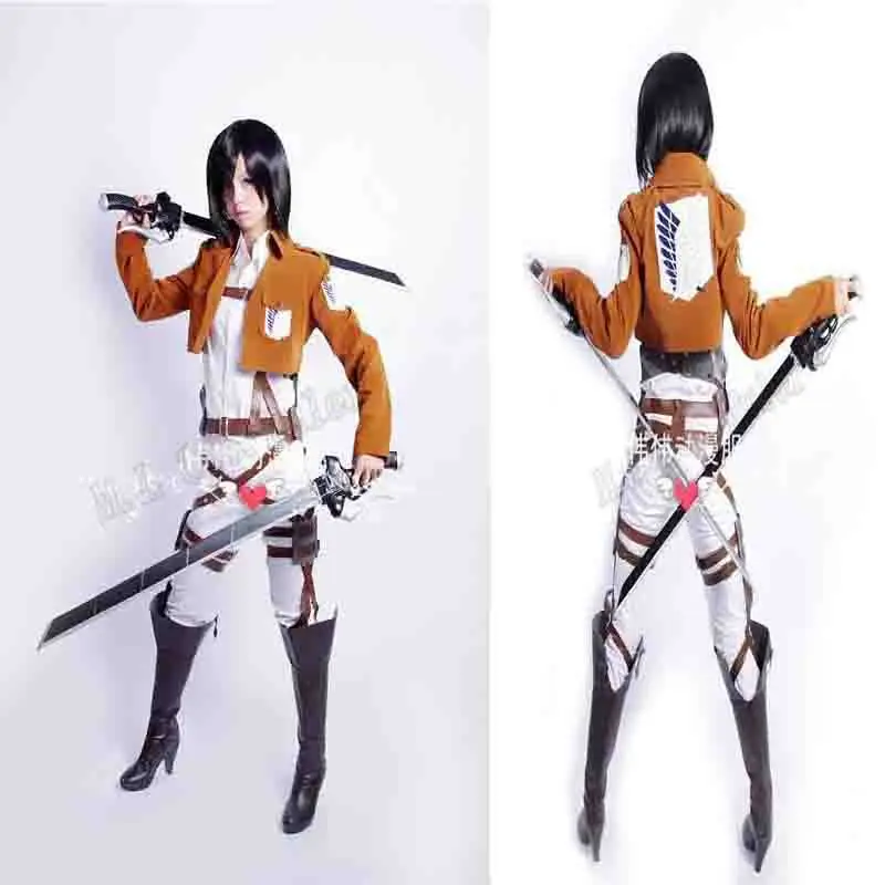

Attack on Titan Shingeki no Kyojin Mikasa Ackerman Ellen Cosplay Costume Fullset +Belts