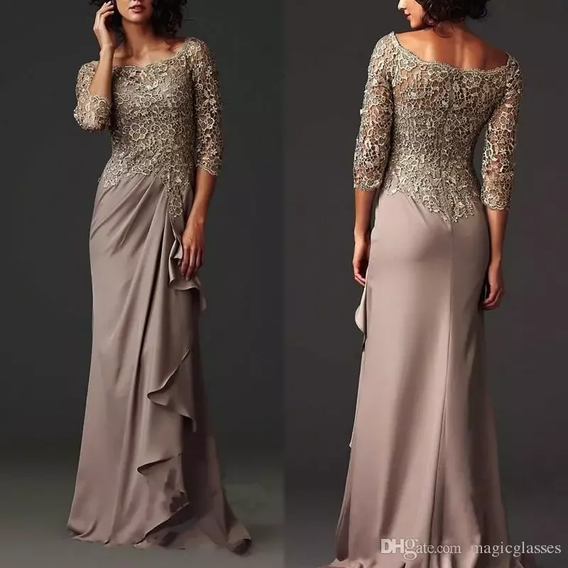 

vestido novia 2018 Modest Evening gown Elegant Lace Formal Arabic Party Gowns with Long Sleeves Mother of the Bride Dresses