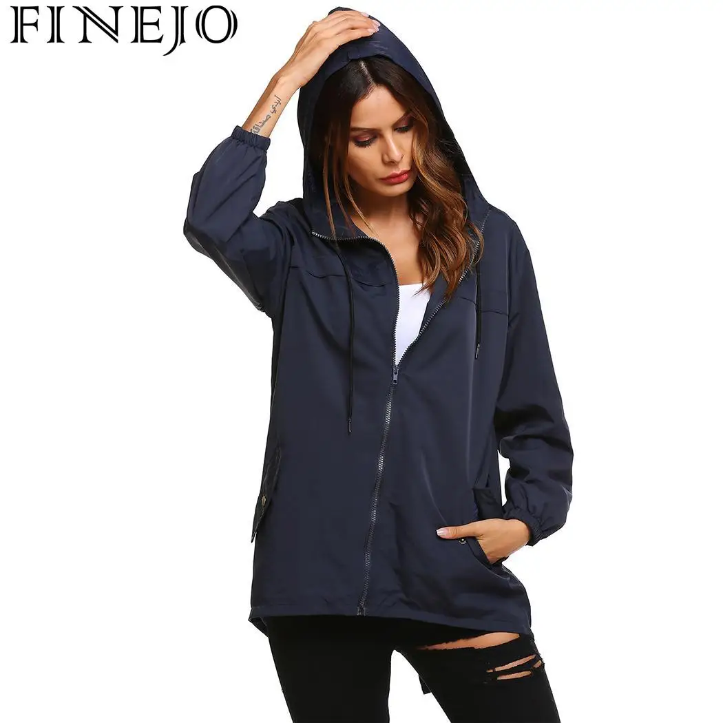 FINEJO Women Jacket For Winter Casual Zip Windbreak Feminina Pullover ...