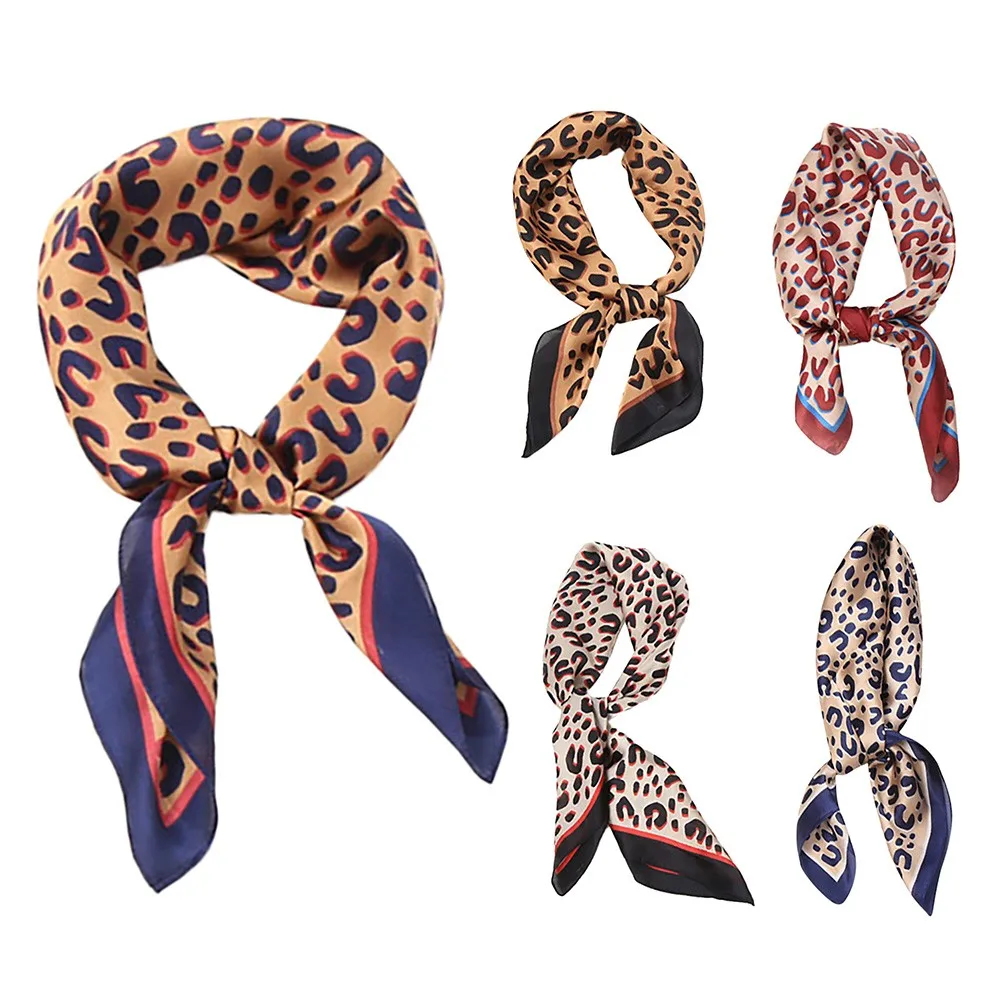 Women Scarf High Quality Ladies Little Silk Scarf Leopard Print Hair