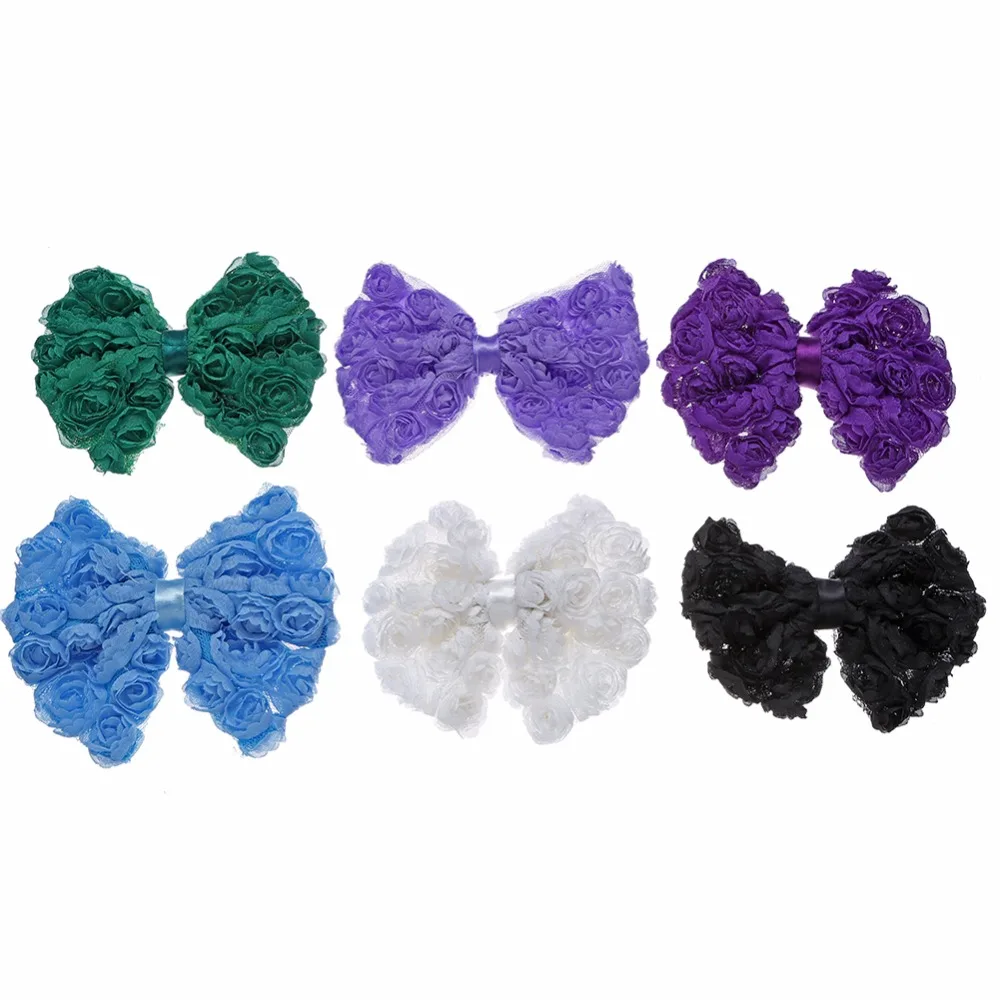 

20pcs/lot 3.94'' Bowknot Chiffon Rose Flower Bows Craft Material DIY Handmade For Baby Hairband Girl Hair Accessories Head Bows