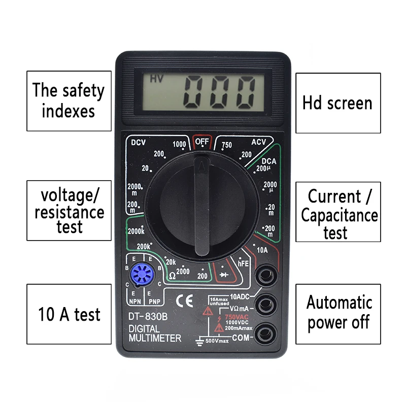 Цифровой вольтметр Омметр амперметр мультиметр ручной тестер DT830B AC DC 750/1000V