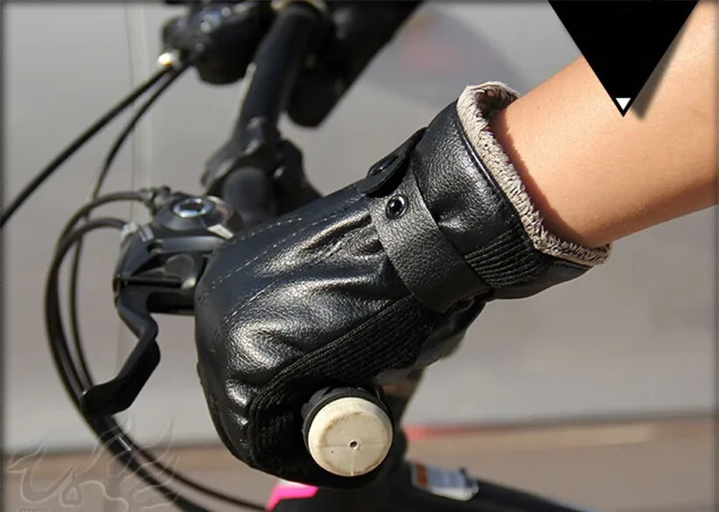 WEST BIKING для мужчин из искусственной кожи Guantes Ciclismo зима полный палец толстые вождения мотоциклетные флис Luva велосипед велосипедные перчатки