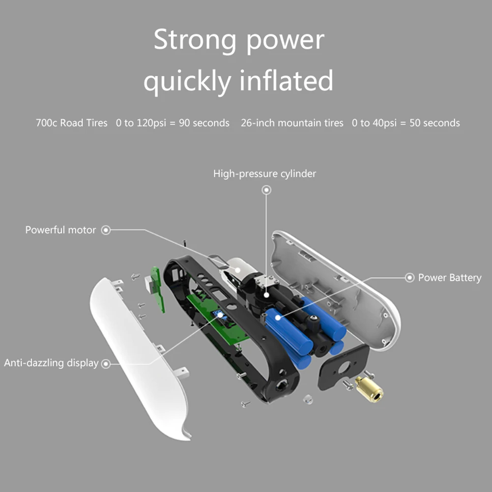 Интеллектуальный перезаряжаемый портативный насос для автомобильных шин и велосипедов, автоматический электрический воздушный насос, велосипедный насос с ЖК-дисплеем