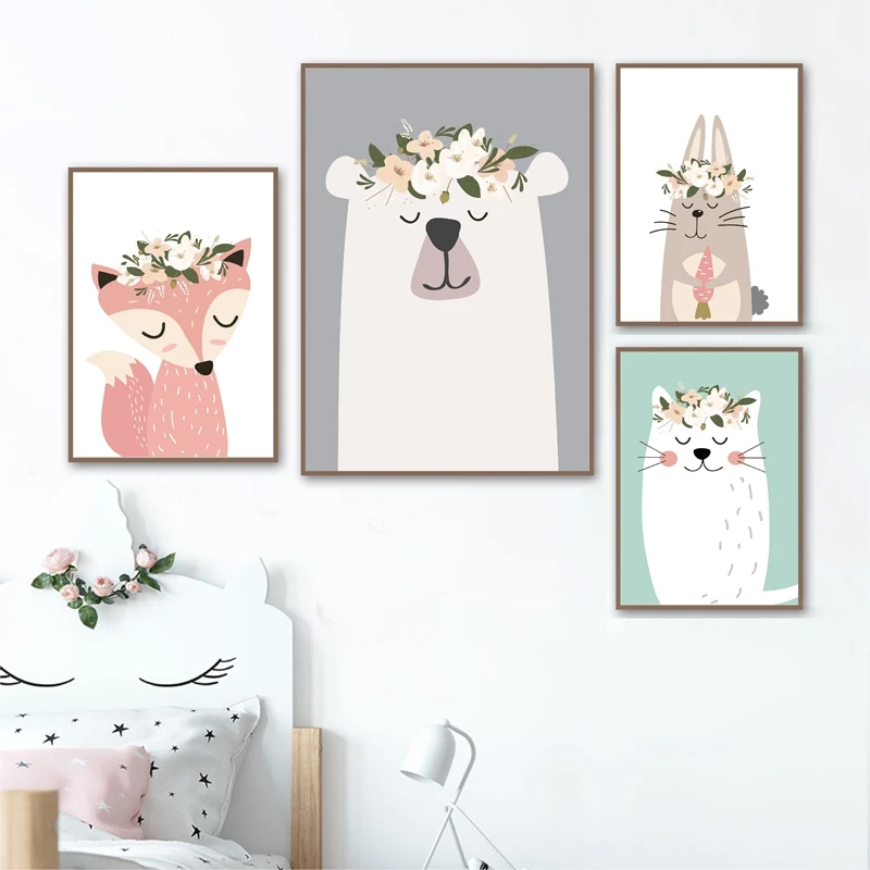 animal canvas print kids room decoration