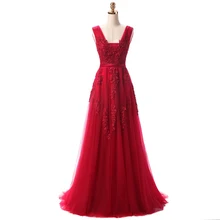Günstige Lange Abendkleider 2016 Kostenloser Versand Vestidos De Festa Longo Elegante Burgund Abendkleider mit Spitze Appliques