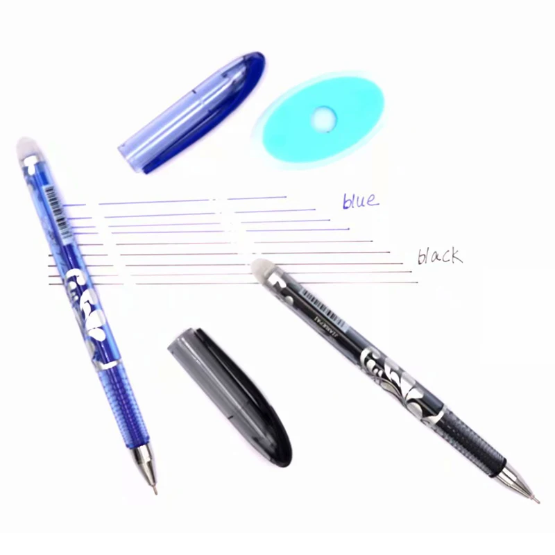 Набор стираемых ручек 0,5 мм, синие, черные, гелевые ручки для письма, моющиеся ручки для школы, офиса, канцелярские принадлежности