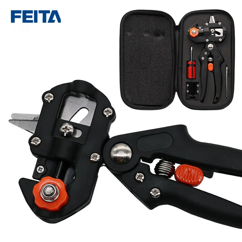 

FEITA Secateurs Scissor Professional Fruit Bonsai Tree Grafting Tool Vaccination Knife Cutting Pruner Garden Tools with 2 Blades