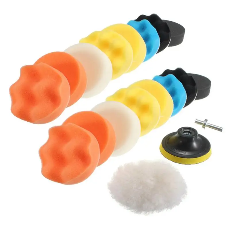 

19pcs 80mm Car Polishing Sponge Pad Set With Drill Adapter Tool Kit Car Tool For Car Waxing Auto Buffing Pad Wheel Kit
