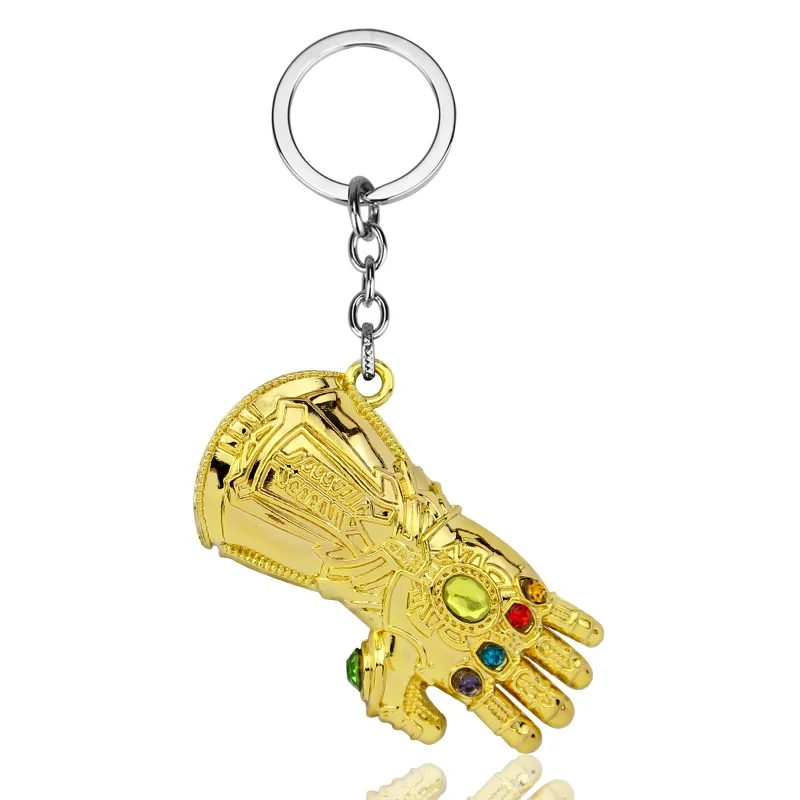 Брелок Мстители Marvel суперхэ танос перчатка бесконечности рукавица брелок для ключей аниме брелок для рождественского подарка Халк Веном - Цвет: Gold