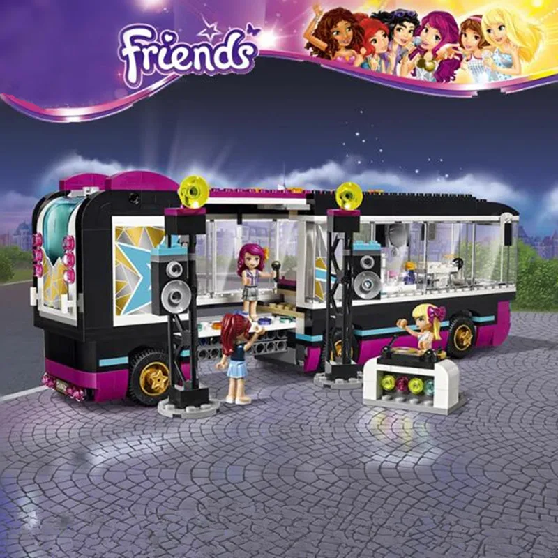 

684pcs diy Friends series Pop Star Tour Bus model building blocks Compatible With L Brand bricks toys for children kids Gift