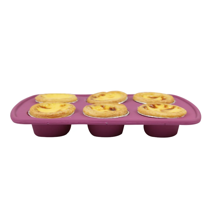 

6 Cavity Small Cake 100% Silicone Bread Mold Ice Cream Pizza Chocolate Fruit Pie Mould Baking Dishes Pans DIY Baking Tools 220g