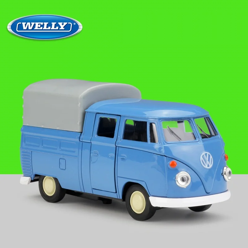 

1:36 Welly VW T1 Double Cabin Pick Up Truck Alloy Toys Diecast Model Car